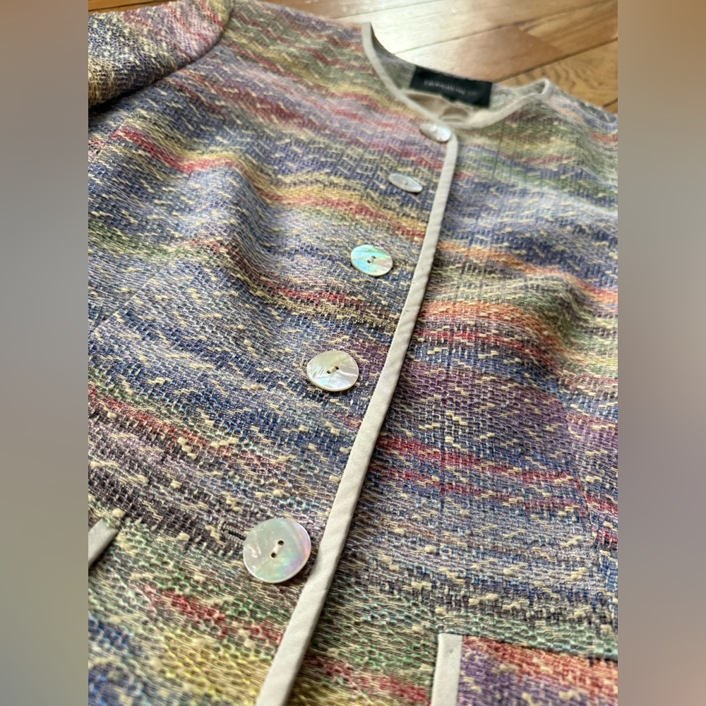 Lafayette 148 Jacket Blazer Pink Green Yellow Cotton Blend Women’s Size 6 - Picture 5 of 16